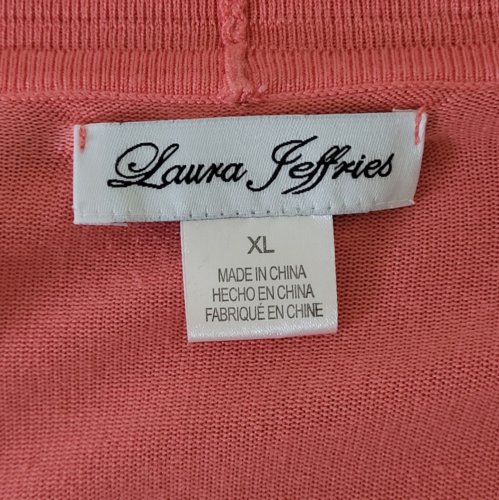 Laura Jeffries Women's 3/4 Sleeves Lightweight Jacket Cardigan Coral Size XL - Picture 9 of 10